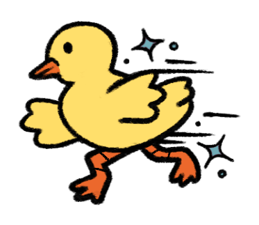 A little duck waddling in with the farewell note — swipe it left on mobile to bring the note in
